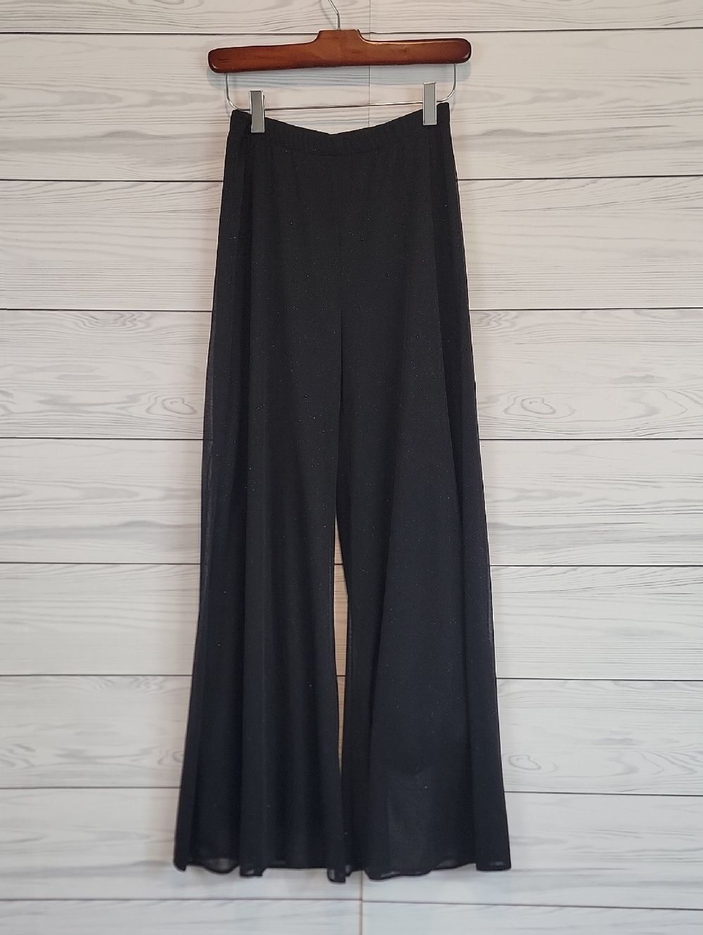 Dressbarn Palazzo Pants Wide Leg Glitter Black Dress Pants Womens Size S